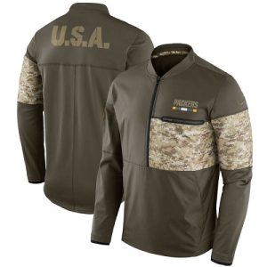 Terrific Men's Green Bay Packers Olive Salute to Service Sideline Hybrid Half Zip Pullover Jacket perfect for game day celebrations
