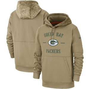 Stunning Men's Green Bay Packers  Tan 2019 Salute to Service Sideline Therma Pullover Hoodie to stand out at the stadium