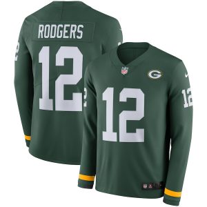 Fantastic Men's Packers #12 Aaron Rodgers Green Team Color Men's Stitched NFL Limited Therma Long Sleeve Jersey to showcase your team pride