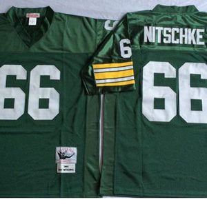 Fantastic Mitchell And Ness 1966 Packers #66 Ray Nitschke Green Throwback Stitched NFL Jersey for ultimate sports enthusiasts