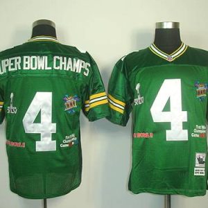 Fantastic Mitchell And Ness Packers #4 Superbowlchamps Green Stitched NFL Jersey for die hard Packers fans