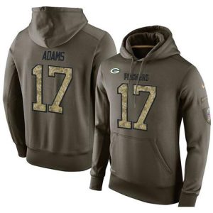 Impressive NFL Men's  Green Bay Packers #17 Davante Adams Stitched Green Olive Salute To Service KO Performance Hoodie for die hard Packers fans