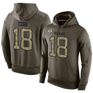 Amazing NFL Men's  Green Bay Packers #18 Randall Cobb Stitched Green Olive Salute To Service KO Performance Hoodie perfect for game day celebrations