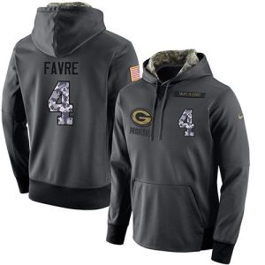 Terrific NFL Men's  Green Bay Packers #4 Brett Favre Stitched Black Anthracite Salute to Service Player Performance Hoodie to showcase your team pride