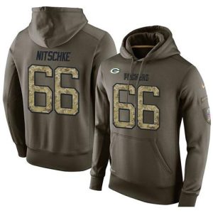 Impressive NFL Men's  Green Bay Packers #66 Ray Nitschke Stitched Green Olive Salute To Service KO Performance Hoodie perfect for game day celebrations