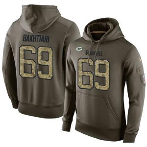 Stunning NFL Men's  Green Bay Packers #69 David Bakhtiari Stitched Green Olive Salute To Service KO Performance Hoodie for ultimate sports enthusiasts