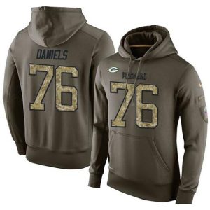 Fantastic NFL Men's  Green Bay Packers #76 Mike Daniels Stitched Green Olive Salute To Service KO Performance Hoodie to stand out at the stadium