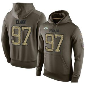 Terrific NFL Men's  Green Bay Packers #97 Kenny Clark Stitched Green Olive Salute To Service KO Performance Hoodie for ultimate sports enthusiasts