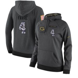 Outstanding NFL Women's  Green Bay Packers #4 Brett Favre Stitched Black Anthracite Salute to Service Player Performance Hoodie for ultimate sports enthusiasts