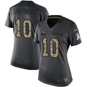 Gorgeous Packers #10 Darrius Shepherd Black Women's Stitched NFL Limited 2016 Salute to Service Jersey to showcase your team pride