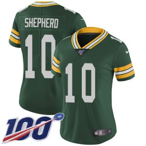 Gorgeous Packers #10 Darrius Shepherd Green Team Color Women's Stitched NFL 100th Season Vapor Untouchable Limited Jersey for ultimate sports enthusiasts