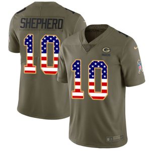 Amazing Packers #10 Darrius Shepherd Olive/USA Flag Men's Stitched NFL Limited 2017 Salute To Service Jersey a must have addition to your collection