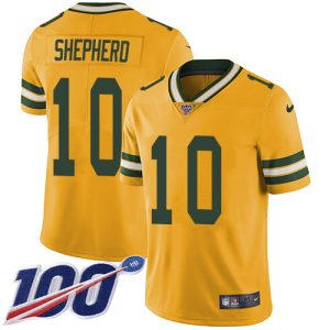 Amazing Packers #10 Darrius Shepherd Yellow Men's Stitched NFL Limited Rush 100th Season Jersey to showcase your team pride