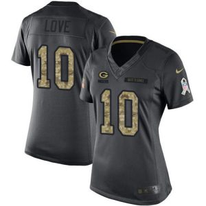 Amazing Packers #10 Jordan Love Black Women's Stitched NFL Limited 2016 Salute to Service Jersey for ultimate sports enthusiasts