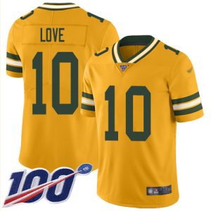 Unique Packers #10 Jordan Love Gold Youth Stitched NFL Limited Inverted Legend 100th Season Jersey to showcase your team pride