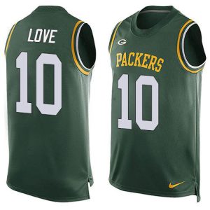 Outstanding Packers #10 Jordan Love Green Team Color Men's Stitched NFL Limited Tank Top Jersey perfect for game day celebrations