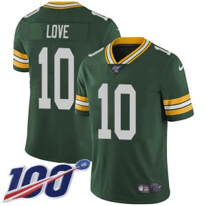 Stunning Packers #10 Jordan Love Green Team Color Youth Stitched NFL 100th Season Vapor Untouchable Limited Jersey a must have addition to your collection