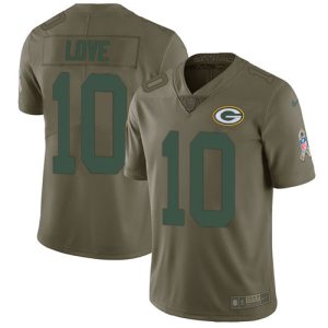 Fantastic Packers #10 Jordan Love Olive Men's Stitched NFL Limited 2017 Salute To Service Jersey a must have addition to your collection
