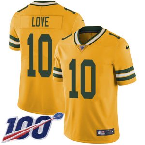 Fantastic Packers #10 Jordan Love Yellow Men's Stitched NFL Limited Rush 100th Season Jersey to stand out at the stadium