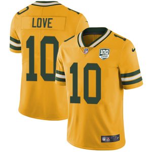 Unique Packers #10 Jordan Love Yellow Youth 100th Season Stitched NFL Limited Rush Jersey to stand out at the stadium