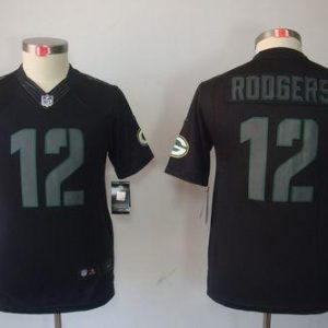 Stunning Packers #12 Aaron Rodgers Black Impact Youth Stitched NFL Limited Jersey to stand out at the stadium