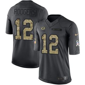Unique Packers #12 Aaron Rodgers Black Youth Stitched NFL Limited 2016 Salute to Service Jersey a must have addition to your collection