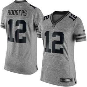 Terrific Packers #12 Aaron Rodgers Gray Women's Stitched NFL Limited Gridiron Gray Jersey to showcase your team pride