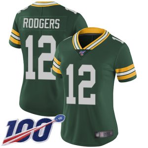 Amazing Packers #12 Aaron Rodgers Green Team Color Women's Stitched NFL 100th Season Vapor Limited Jersey to stand out at the stadium