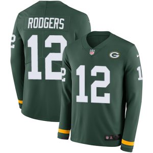 Impressive Packers #12 Aaron Rodgers Green Team Color Youth Stitched NFL Limited Therma Long Sleeve Jersey to showcase your team pride
