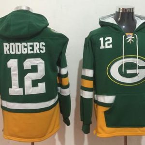 Unique Packers #12 Aaron Rodgers Green/Gold Name & Number Pullover NFL Hoodie to showcase your team pride