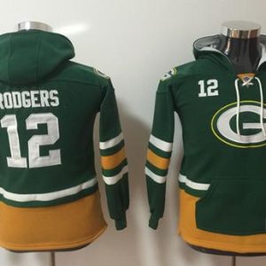 Gorgeous Packers #12 Aaron Rodgers Green/Gold Youth Name & Number Pullover NFL Hoodie for die hard Packers fans