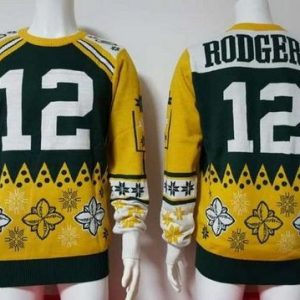 Fantastic Packers #12 Aaron Rodgers Green/Yellow Men's Ugly Sweater for die hard Packers fans