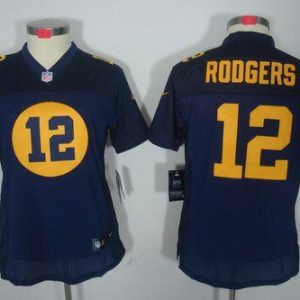 Terrific Packers #12 Aaron Rodgers Navy Blue Alternate Women's Stitched NFL Limited Jersey to showcase your team pride