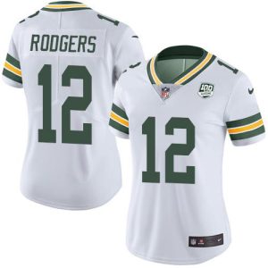 Terrific Packers #12 Aaron Rodgers White Women's 100th Season Stitched NFL Vapor Untouchable Limited Jersey for die hard Packers fans