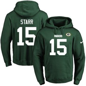 Impressive Packers #15 Bart Starr Green Name & Number Pullover NFL Hoodie perfect for game day celebrations
