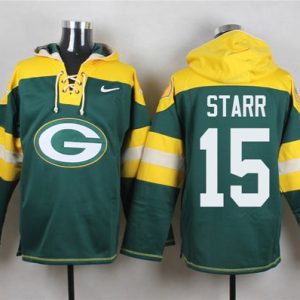 Stunning Packers #15 Bart Starr Green Player Pullover NFL Hoodie a must have addition to your collection