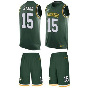 Terrific Packers #15 Bart Starr Green Team Color Men's Stitched NFL Limited Tank Top Suit Jersey for ultimate sports enthusiasts