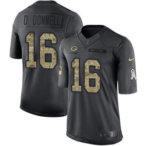 Terrific Packers #16 Pat O'Donnell Black Youth Stitched NFL Limited 2016 Salute to Service Jersey for ultimate sports enthusiasts