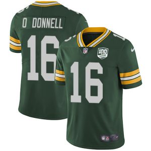 Unique Packers #16 Pat O'Donnell Green Team Color Men's 100th Season Stitched NFL Vapor Untouchable Limited Jersey for die hard Packers fans