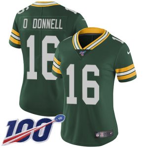 Fantastic Packers #16 Pat O'Donnell Green Team Color Women's Stitched NFL 100th Season Vapor Untouchable Limited Jersey a must have addition to your collection