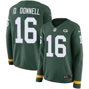Impressive Packers #16 Pat O'Donnell Green Team Color Women's Stitched NFL Limited Therma Long Sleeve Jersey to stand out at the stadium