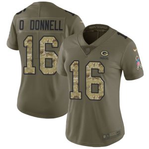 Amazing Packers #16 Pat O'Donnell Olive/Camo Women's Stitched NFL Limited 2017 Salute To Service Jersey for ultimate sports enthusiasts
