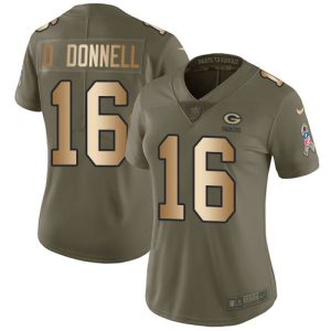 Unique Packers #16 Pat O'Donnell Olive/Gold Women's Stitched NFL Limited 2017 Salute To Service Jersey to stand out at the stadium