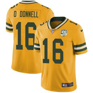 Impressive Packers #16 Pat O'Donnell Yellow Youth 100th Season Stitched NFL Limited Rush Jersey to showcase your team pride