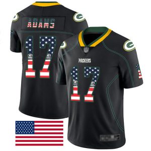 Outstanding Packers #17 Davante Adams Black Men's Stitched NFL Limited Rush USA Flag Jersey to stand out at the stadium