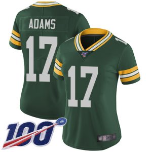 Stunning Packers #17 Davante Adams Green Team Color Women's Stitched NFL 100th Season Vapor Limited Jersey for die hard Packers fans