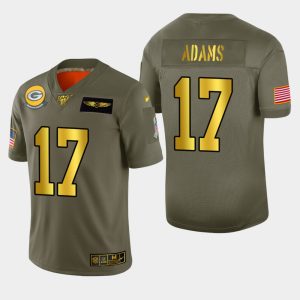 Amazing Packers #17 Davante Adams Men's Olive Gold 2019 Salute to Service NFL 100 Limited Jersey perfect for game day celebrations