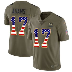Gorgeous Packers #17 Davante Adams Olive/USA Flag Men's Stitched NFL Limited 2017 Salute To Service Jersey perfect for game day celebrations