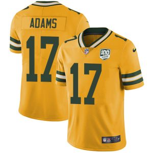 Fantastic Packers #17 Davante Adams Yellow Men's 100th Season Stitched NFL Limited Rush Jersey for ultimate sports enthusiasts