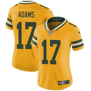Unique Packers #17 Davante Adams Yellow Women's Stitched NFL Limited Rush Jersey for die hard Packers fans